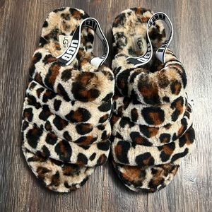 Ugg leopard fluff slippers